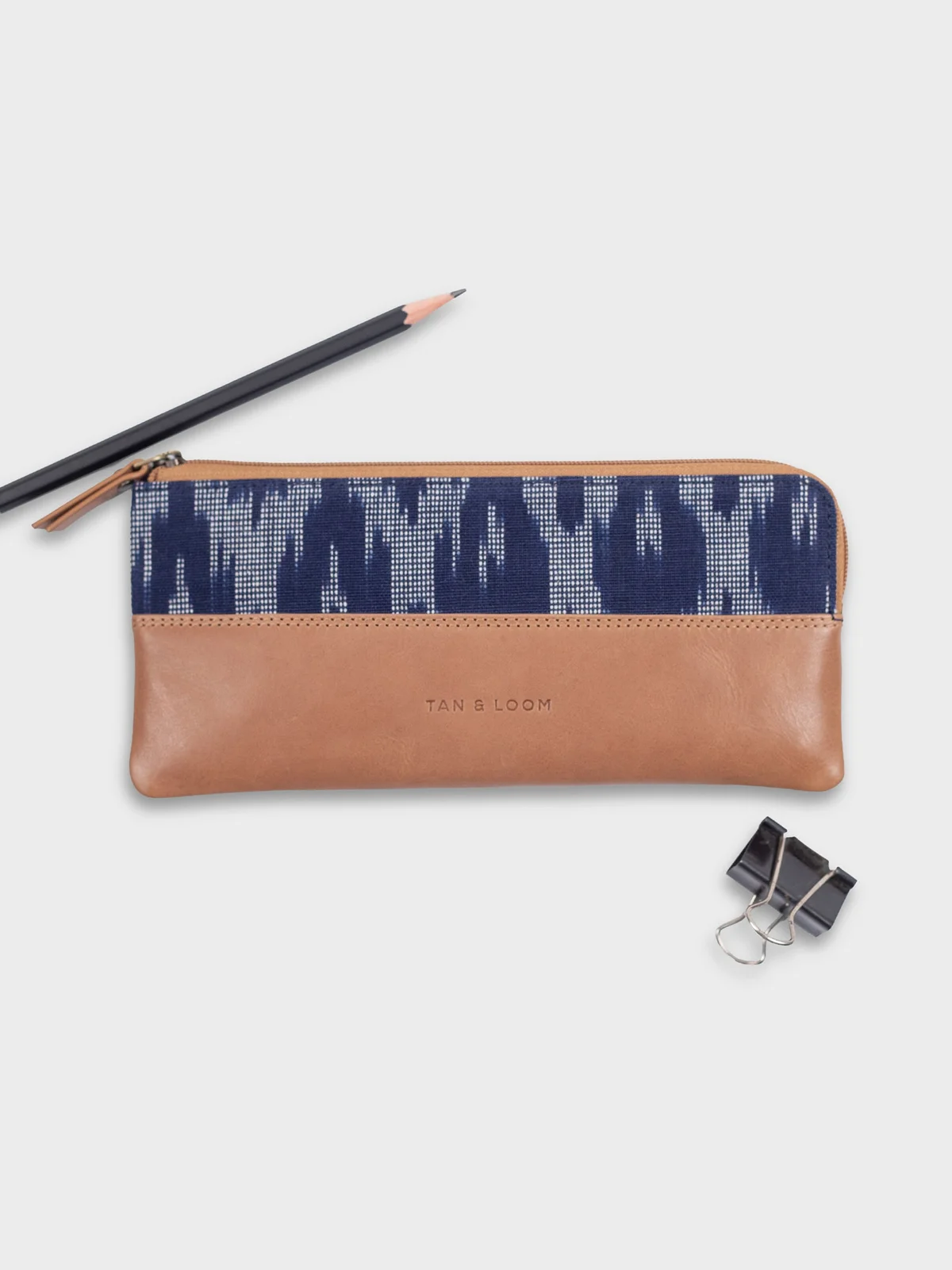 Pencil Pouch (Navy Ikat)