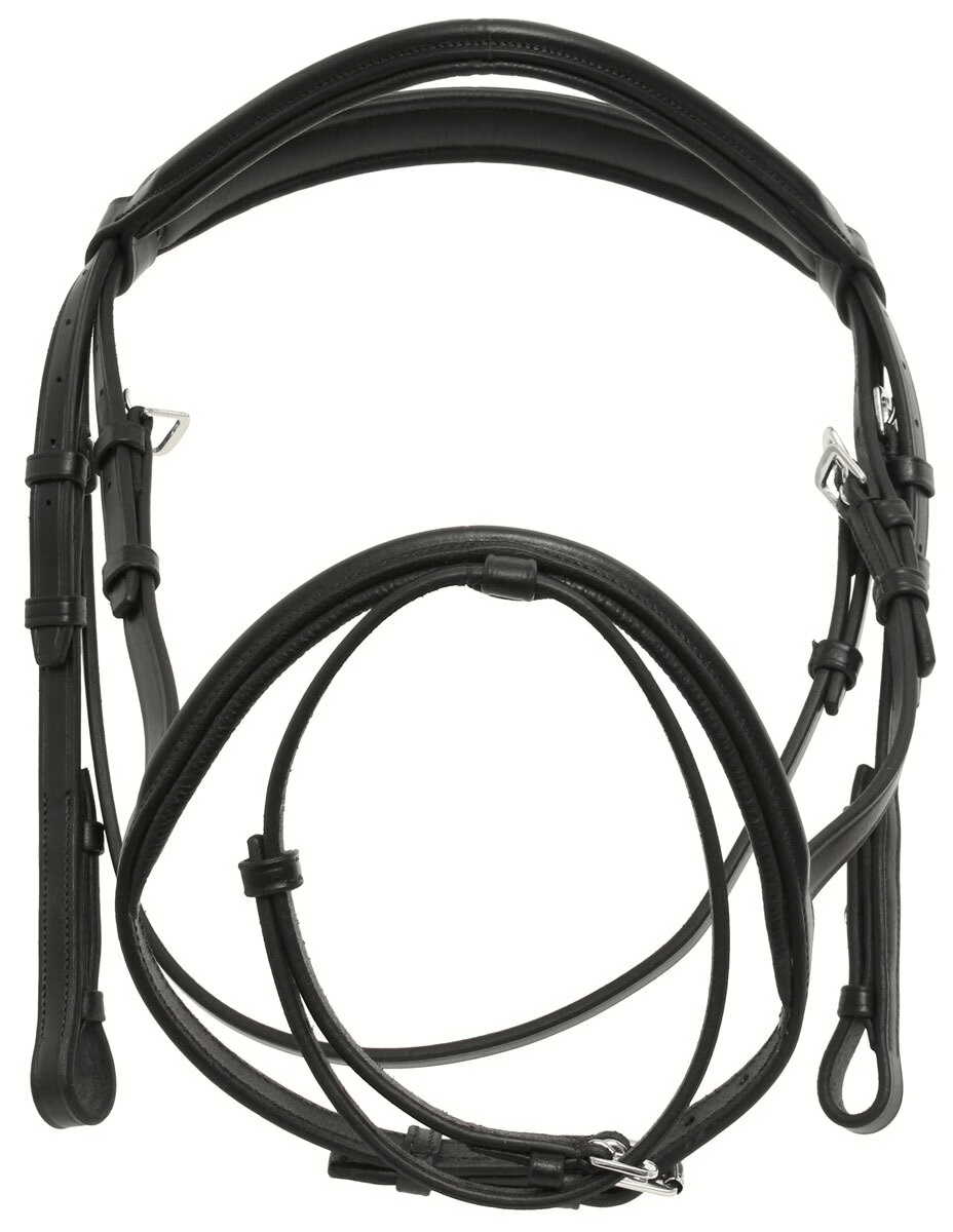 Premium Black Leather English Snaffle Bridle thumbnail 6