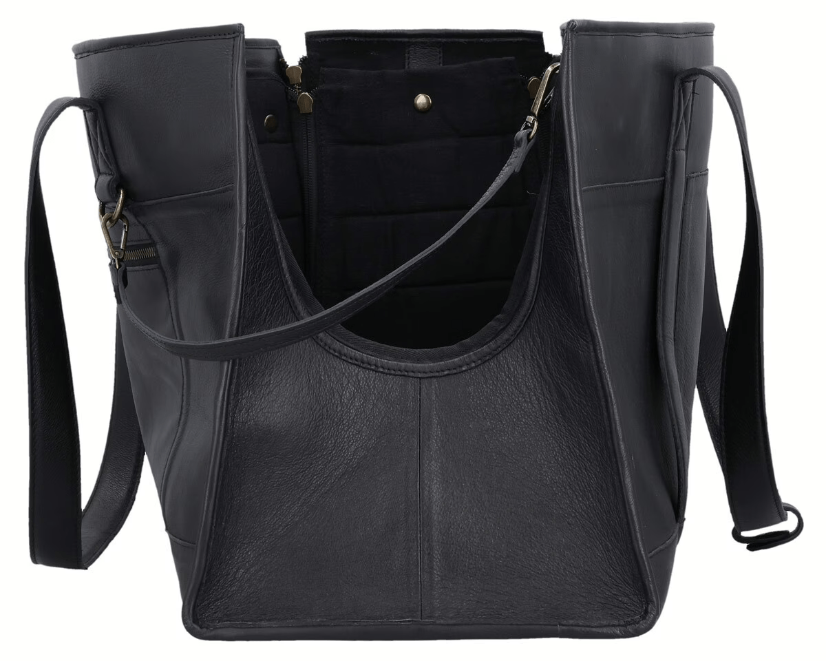 Premium Black Leather Pet Carrier Bag thumbnail 6