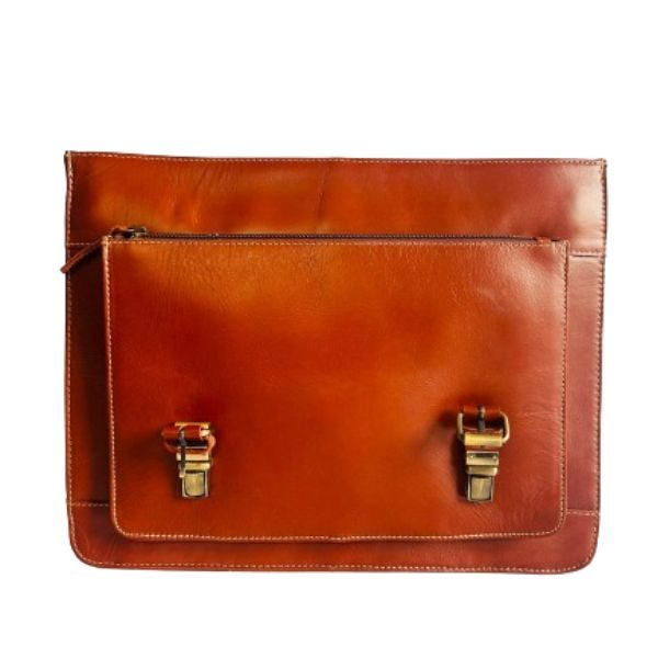 Retro buffalo Leather big pocket Laptop Bag thumbnail 2