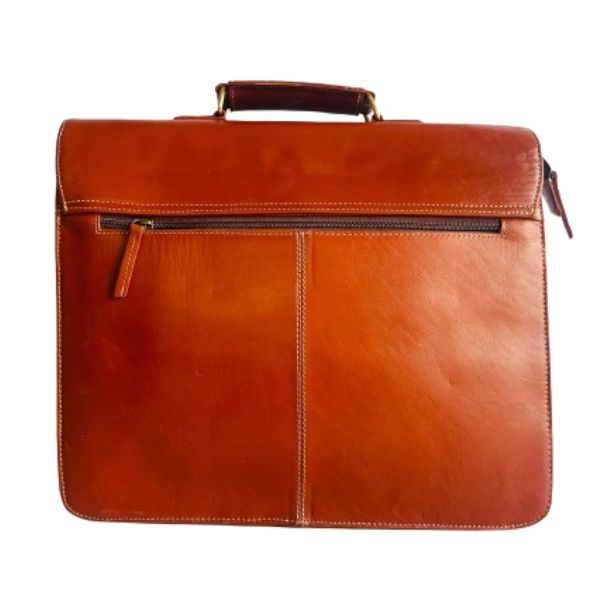 Retro buffalo Leather big pocket Laptop Bag thumbnail 3