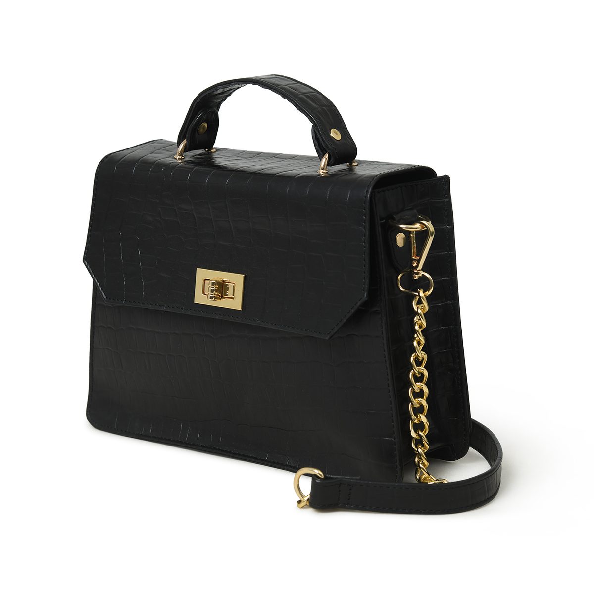 IndiFash - Handcrafted Unique Sling Buffalo Leather Bag for Women’s black thumbnail 2