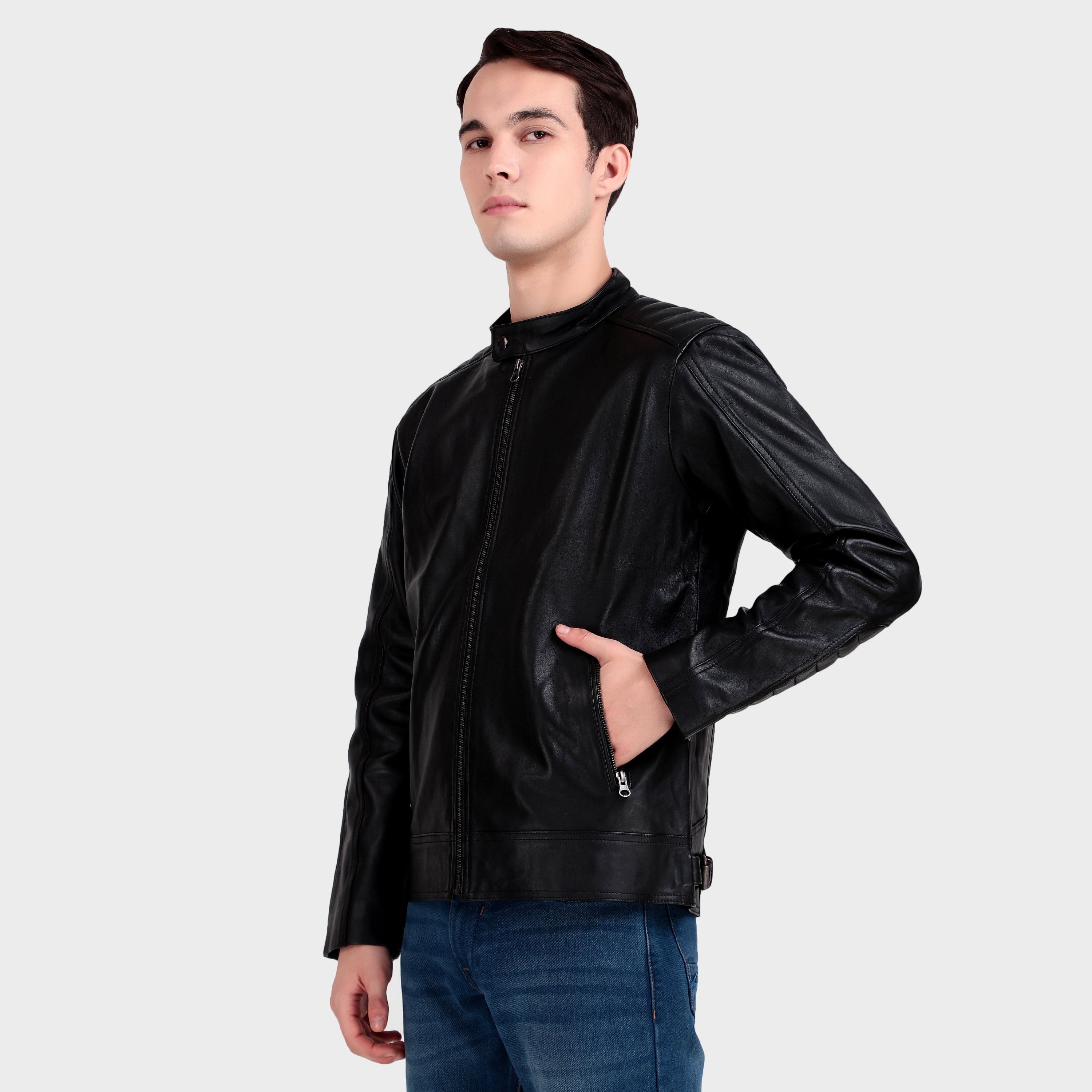 Premium Men’S Black Leather Jacket thumbnail 10