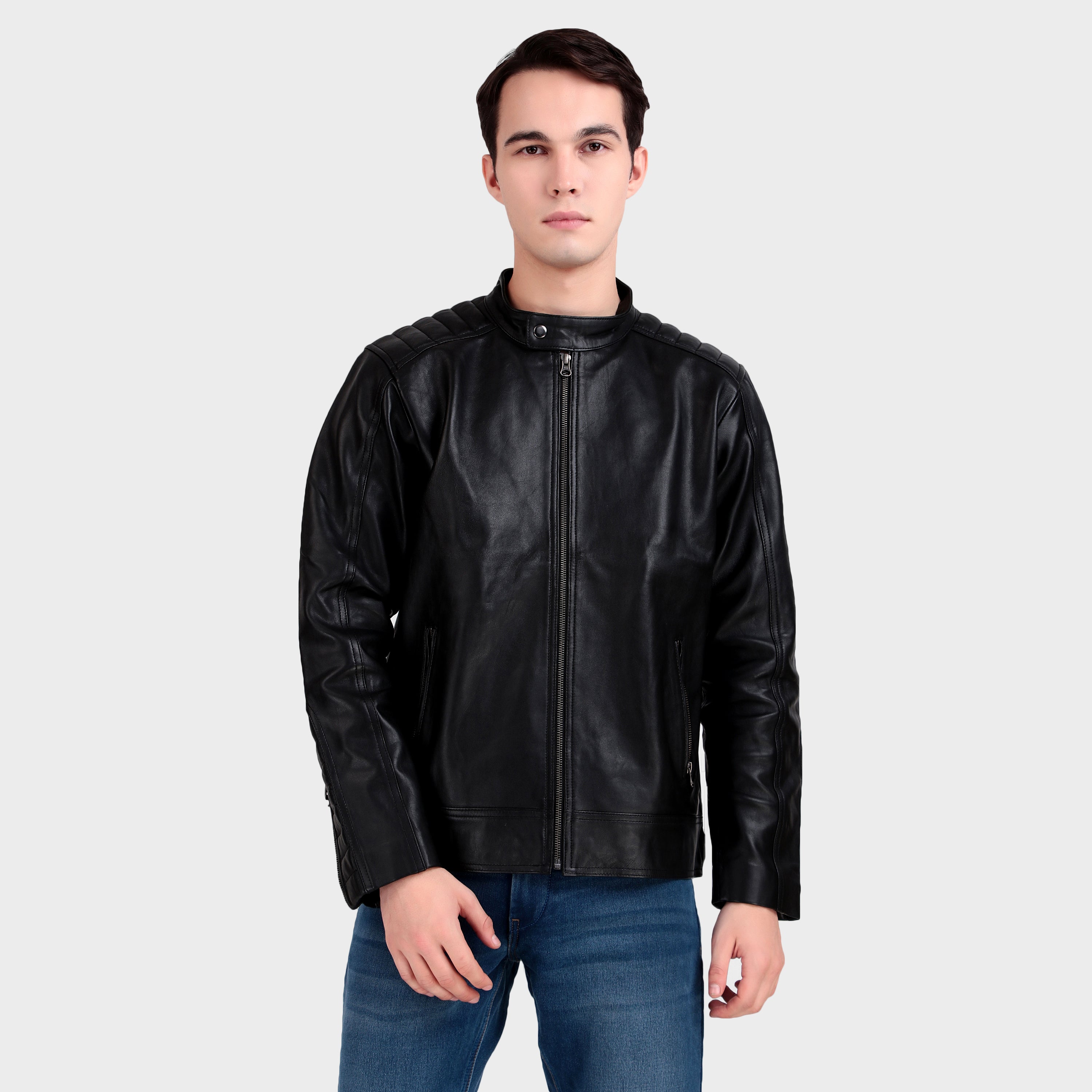 Premium Men’S Black Leather Jacket thumbnail 19