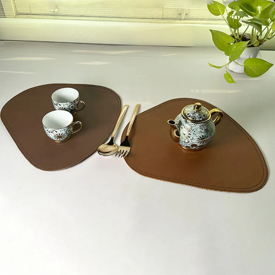 Premium PU Leather Table Mats for Dining - Heat & Spill Resistant thumbnail 3