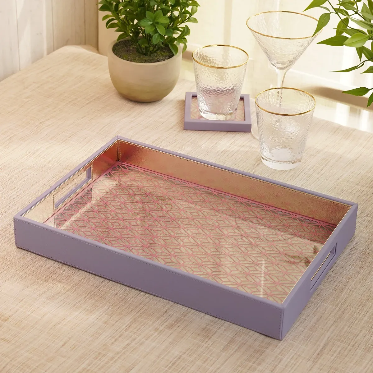 Purple & Pink Dual-Toned Faux Leather Tray