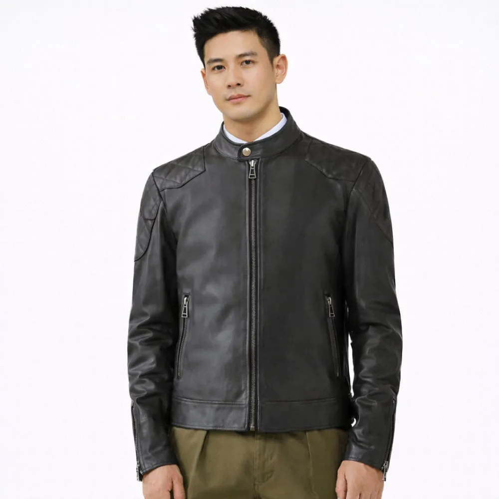 Ranveer Genuine Leather Racer Jacket for Men
