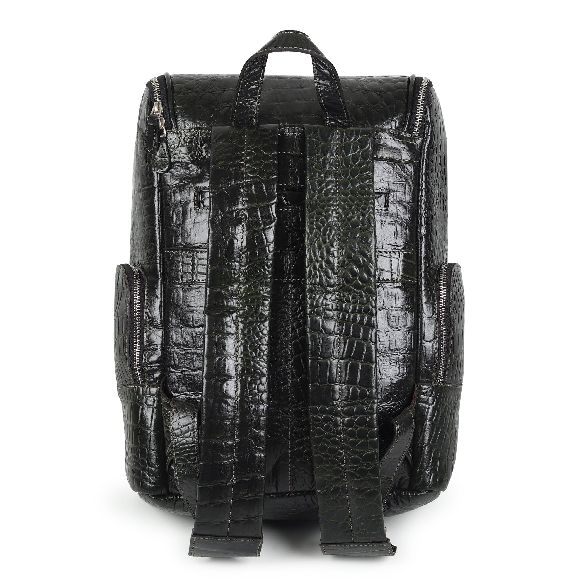 Regal Crocodile Texture Laptop Backpack, Dark Green thumbnail 10