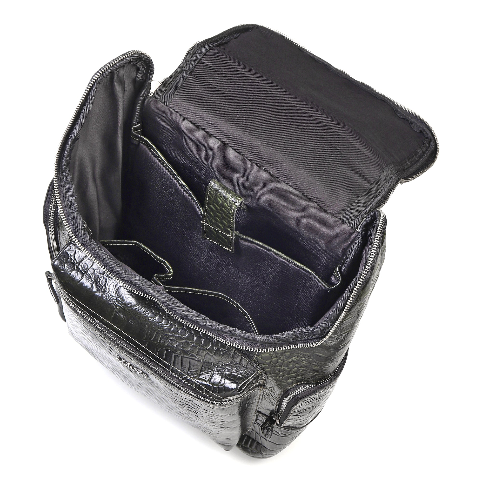 Regal Crocodile Texture Laptop Backpack, Dark Green thumbnail 5