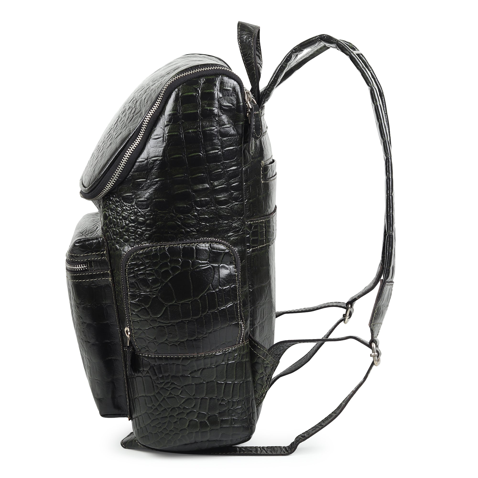 Regal Crocodile Texture Laptop Backpack, Dark Green thumbnail 9