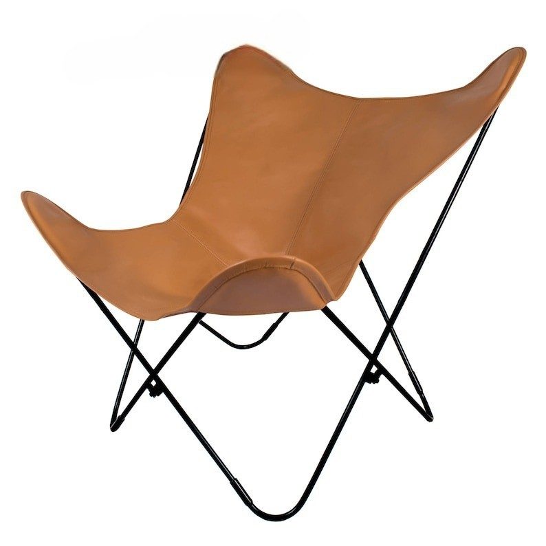 Retro Handmade Leather Butterfly Chair, Handmade chair, foldable chair