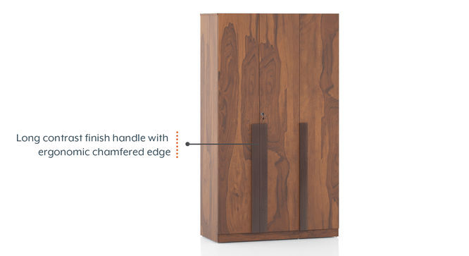 Rodrigues 3-Door Engineered Wood Wardrobe in Sheesham Finish thumbnail 3