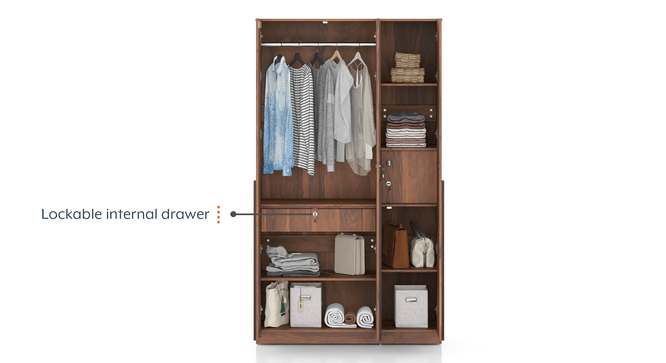 Rodrigues 3-Door Engineered Wood Wardrobe in Sheesham Finish thumbnail 4