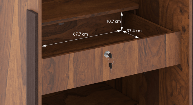 Rodrigues 3-Door Engineered Wood Wardrobe in Sheesham Finish thumbnail 5