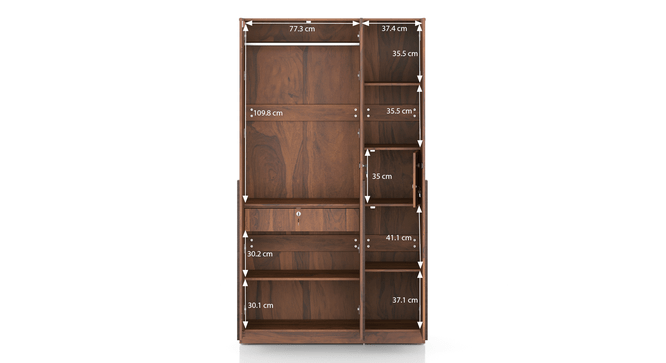 Rodrigues 3-Door Engineered Wood Wardrobe in Sheesham Finish thumbnail 6