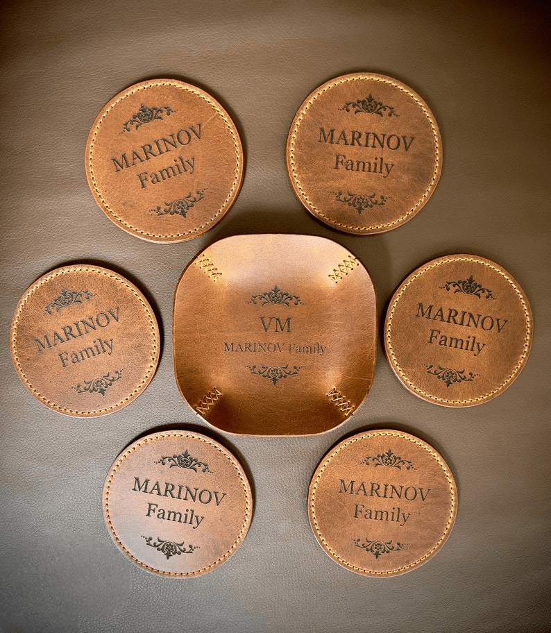 Round Leather Coasters thumbnail 3