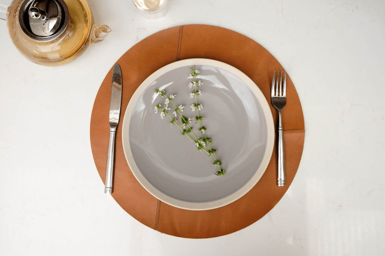 Round Leather Placemats Set