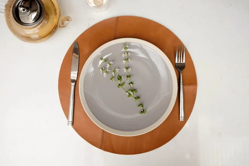 Round Leather Placemats Set