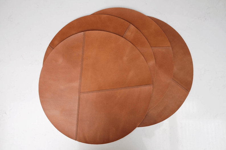 Round Leather Placemats Set thumbnail 5