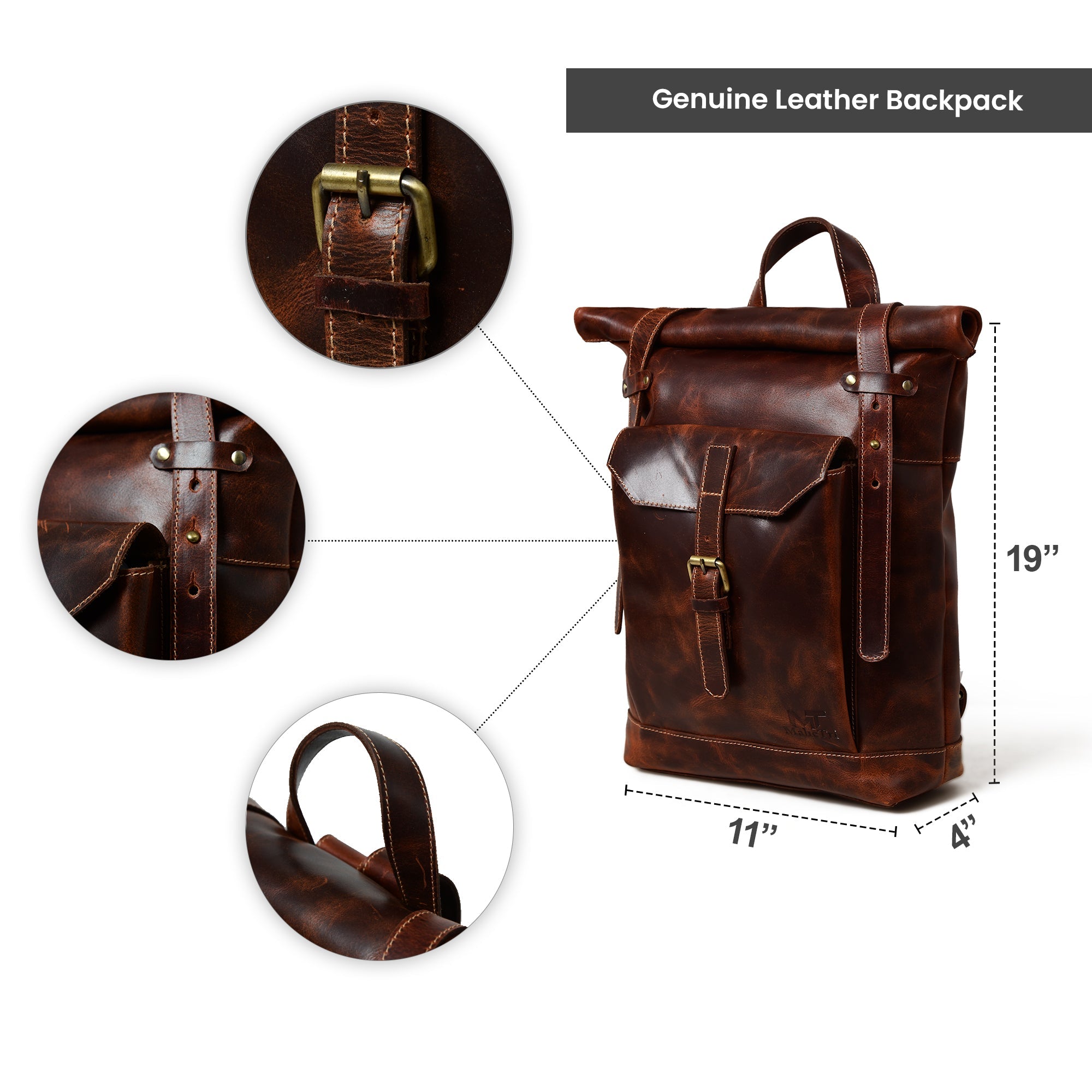 Brown Saddleback Backpack- Roll Top thumbnail 10