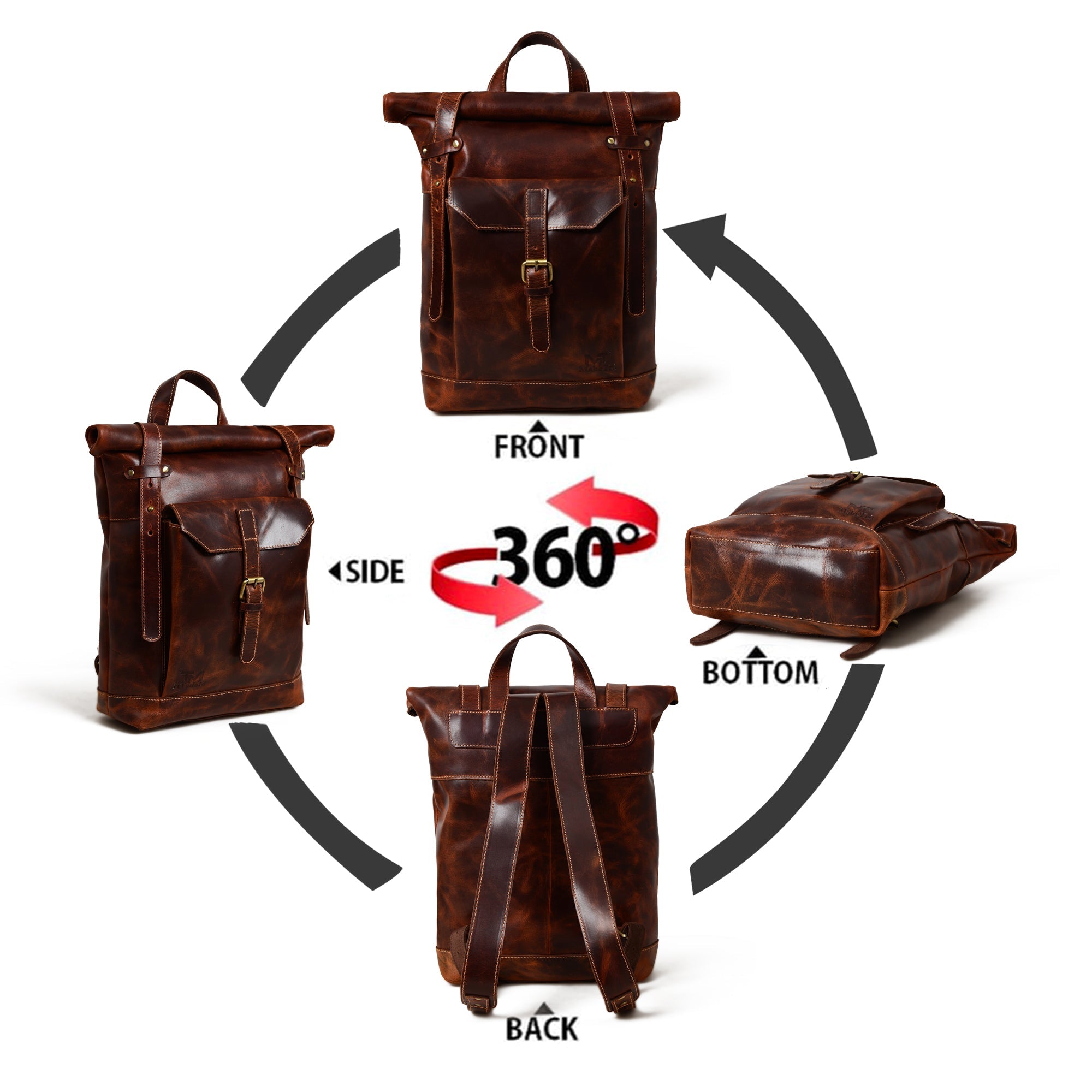 Brown Saddleback Backpack- Roll Top thumbnail 11