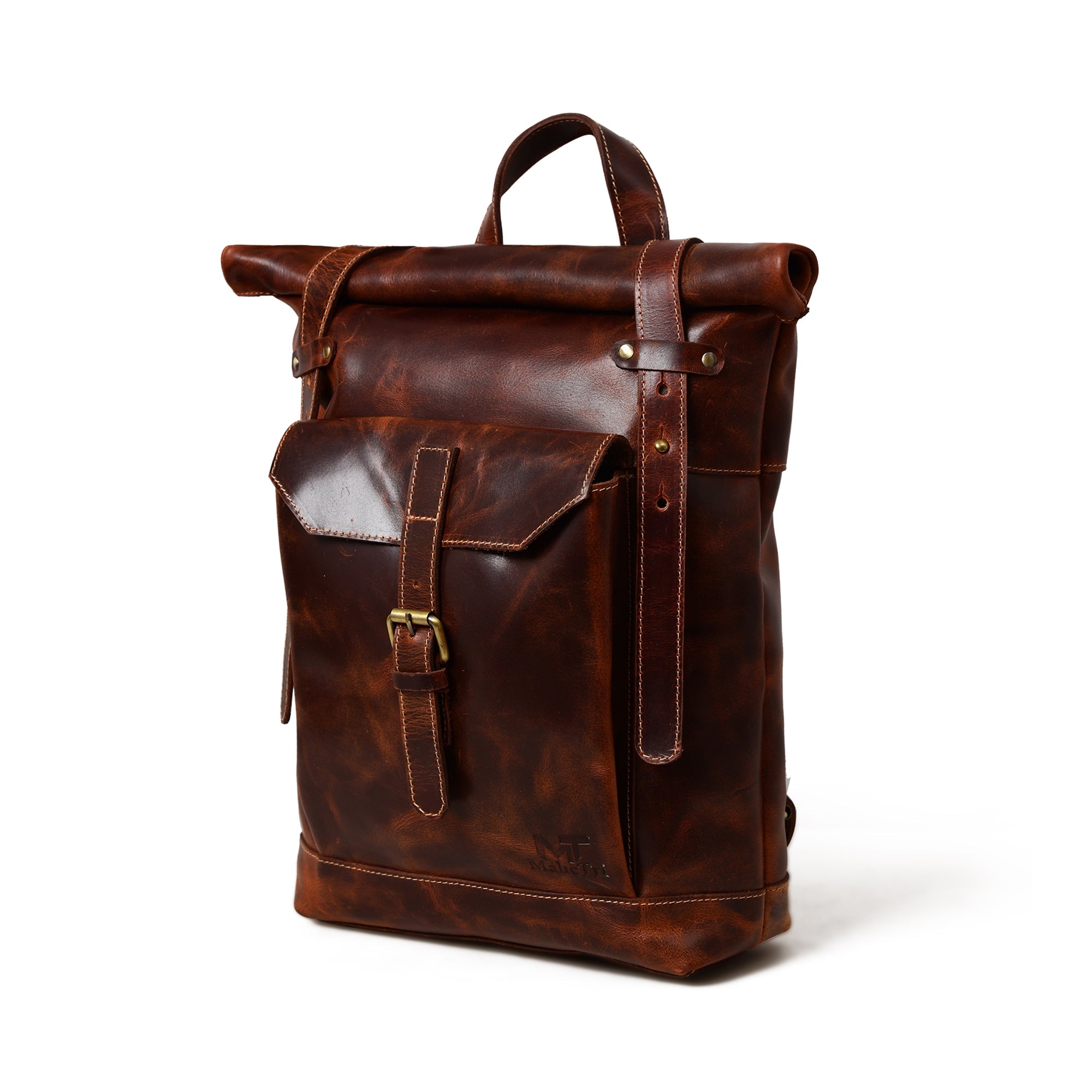 Brown Saddleback Backpack- Roll Top thumbnail 3