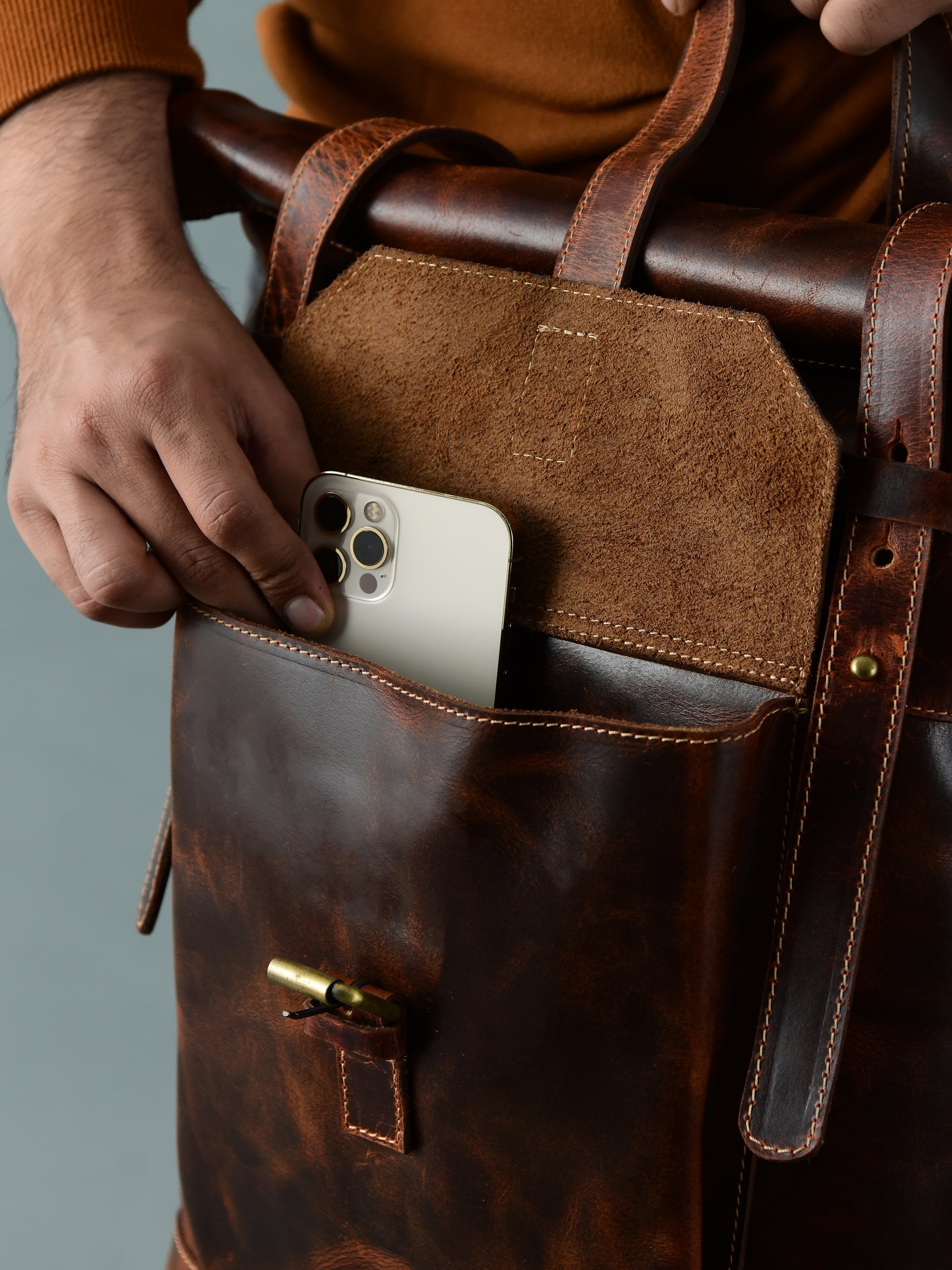 Brown Saddleback Backpack- Roll Top thumbnail 8