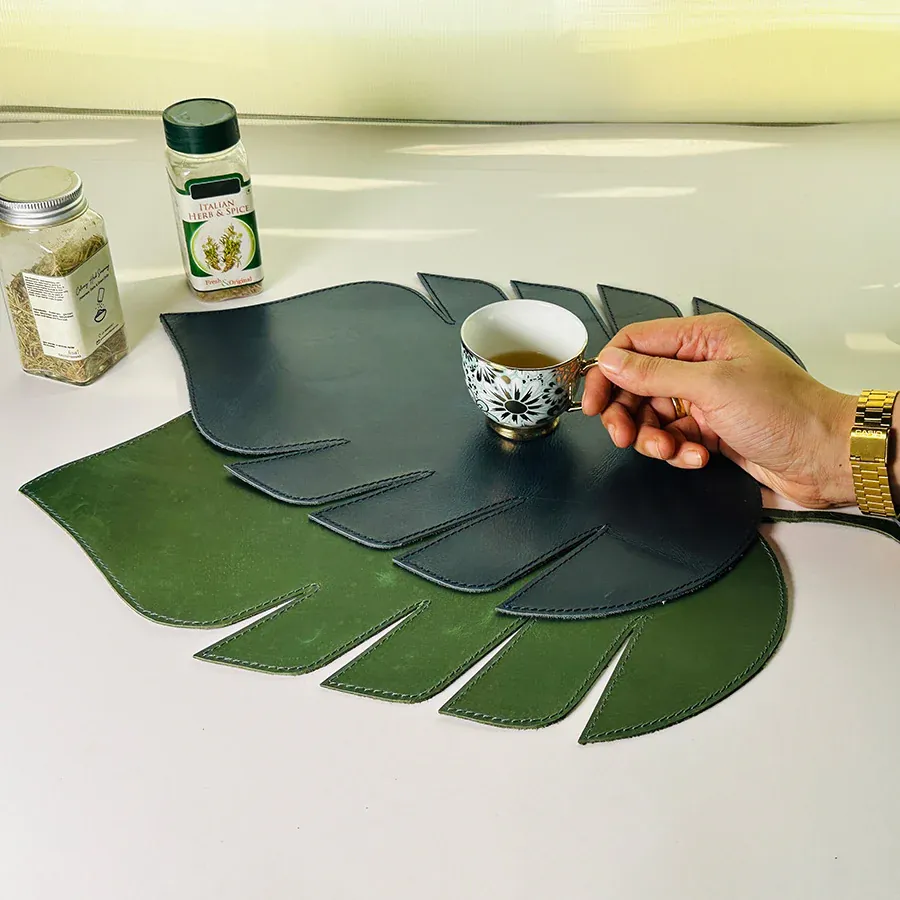Elegant Faux Leather Placemats - Heat-Resistant, Waterproof Dining Table Mats