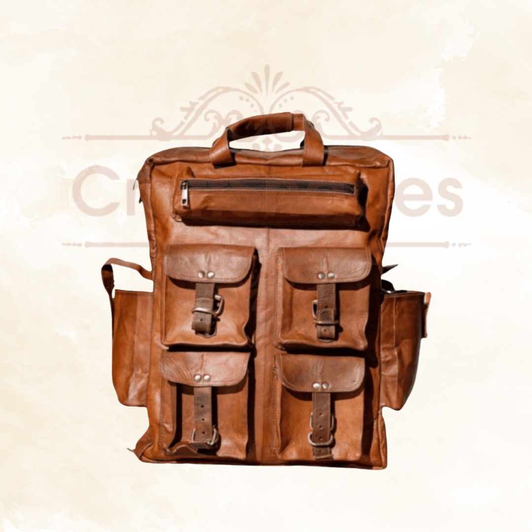 IndiFash - Seven Pocket Goat Leather Backpack | Unisex thumbnail 2