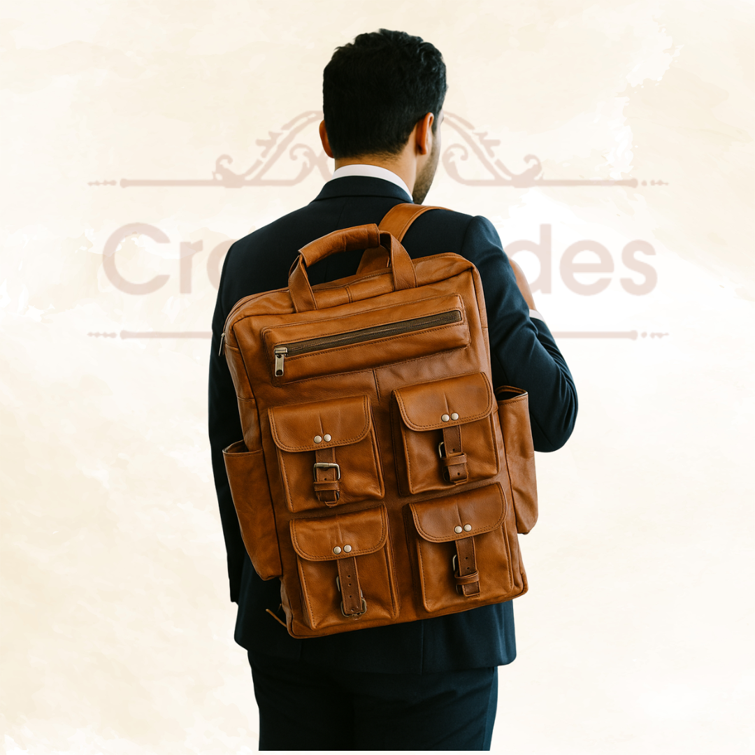 IndiFash - Seven Pocket Goat Leather Backpack | Unisex thumbnail 3