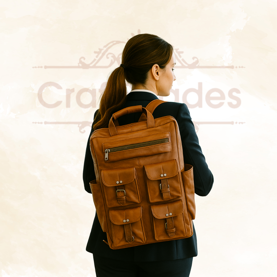 IndiFash - Seven Pocket Goat Leather Backpack | Unisex thumbnail 4