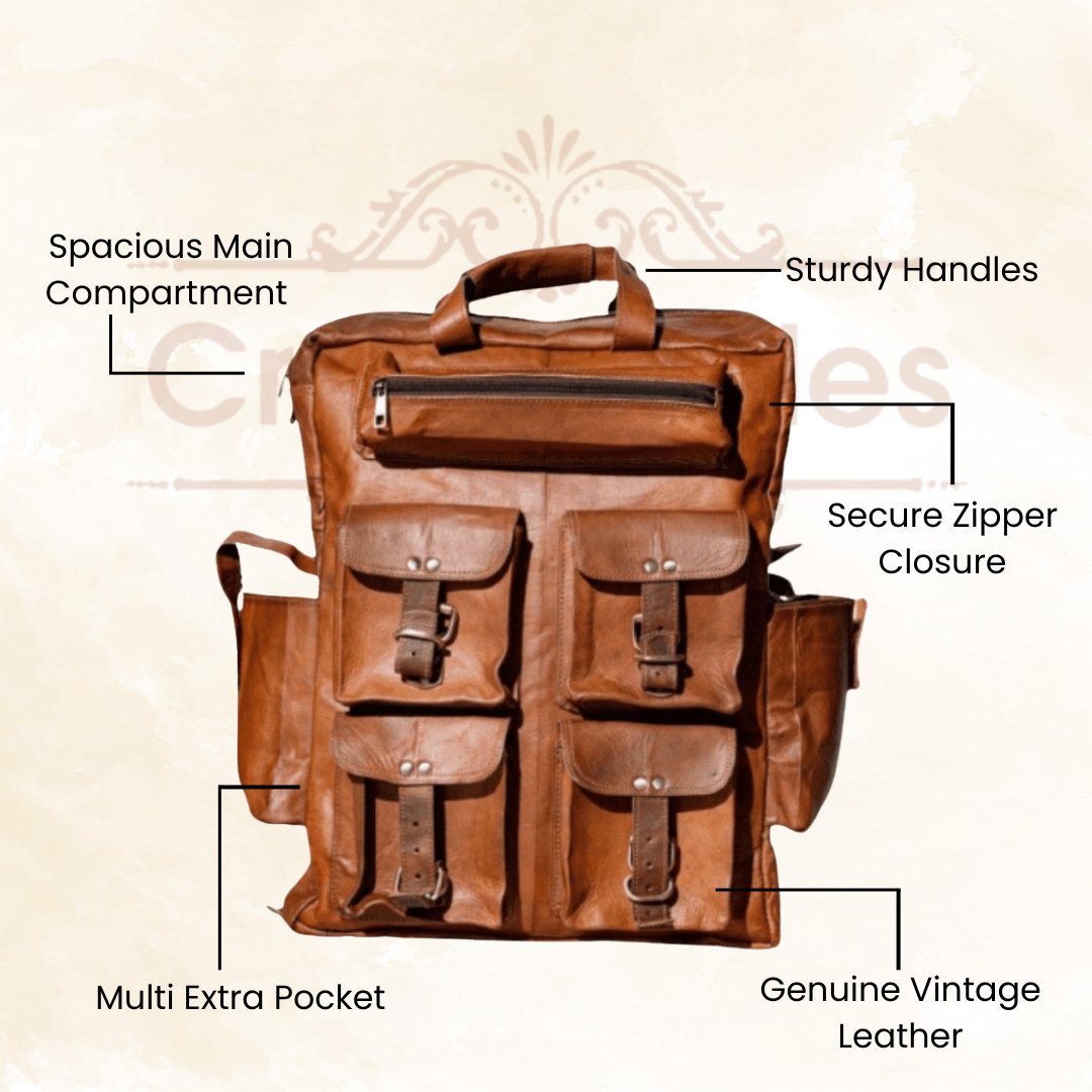 IndiFash - Seven Pocket Goat Leather Backpack | Unisex thumbnail 5