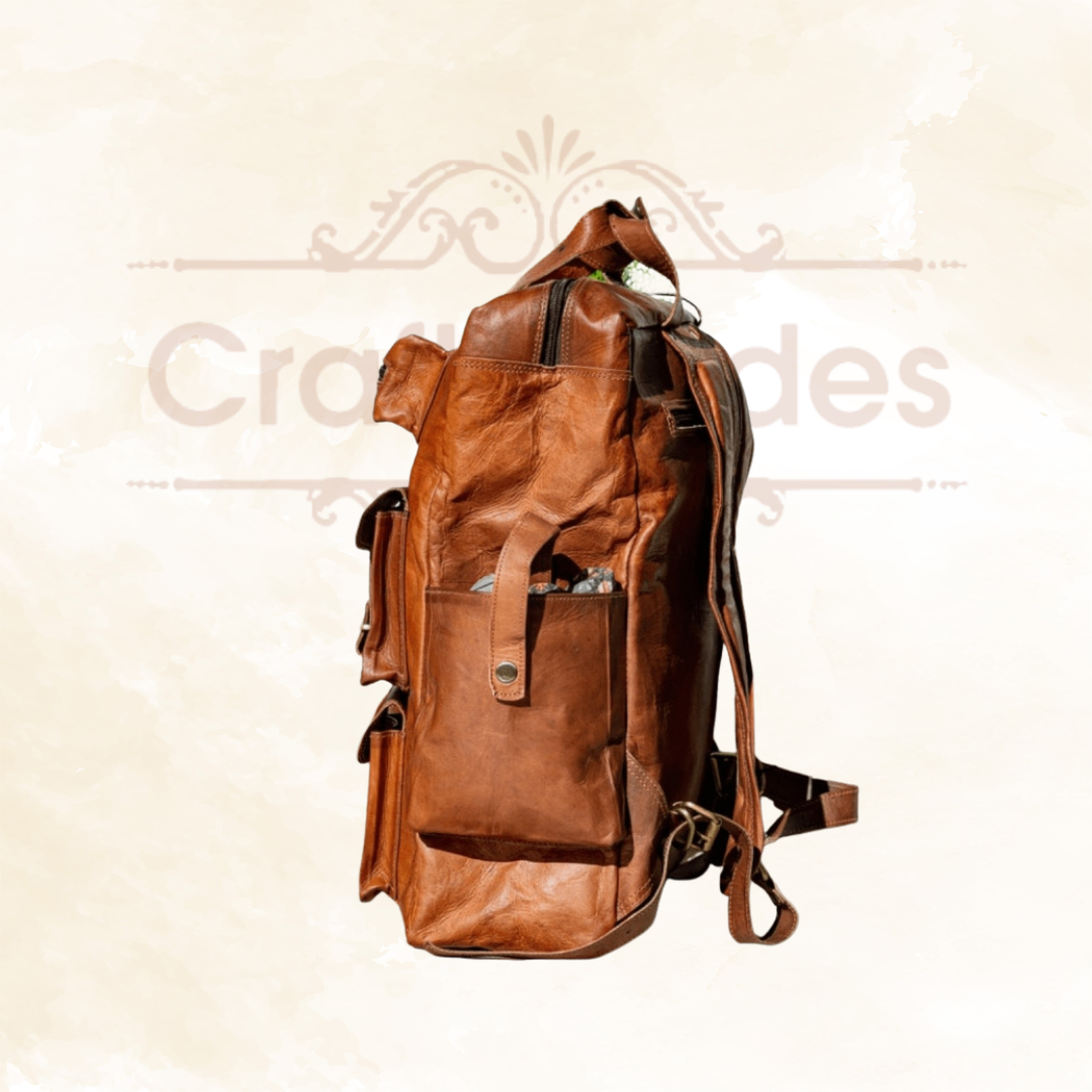 IndiFash - Seven Pocket Goat Leather Backpack | Unisex thumbnail 6