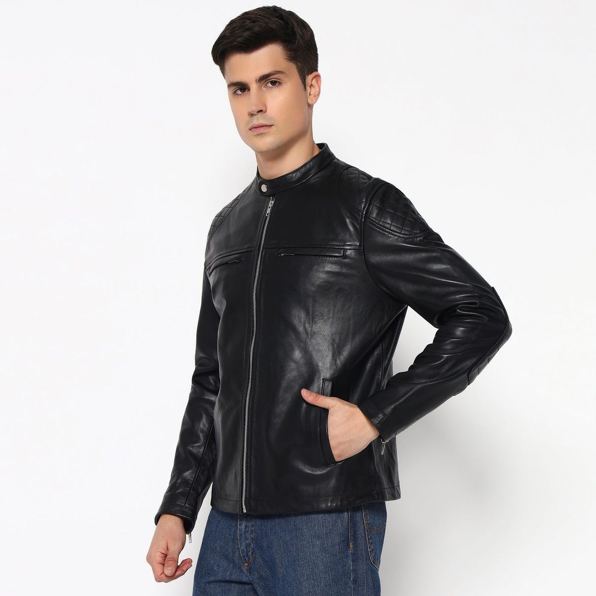 Signature Black Men's Leather Jacket thumbnail 3
