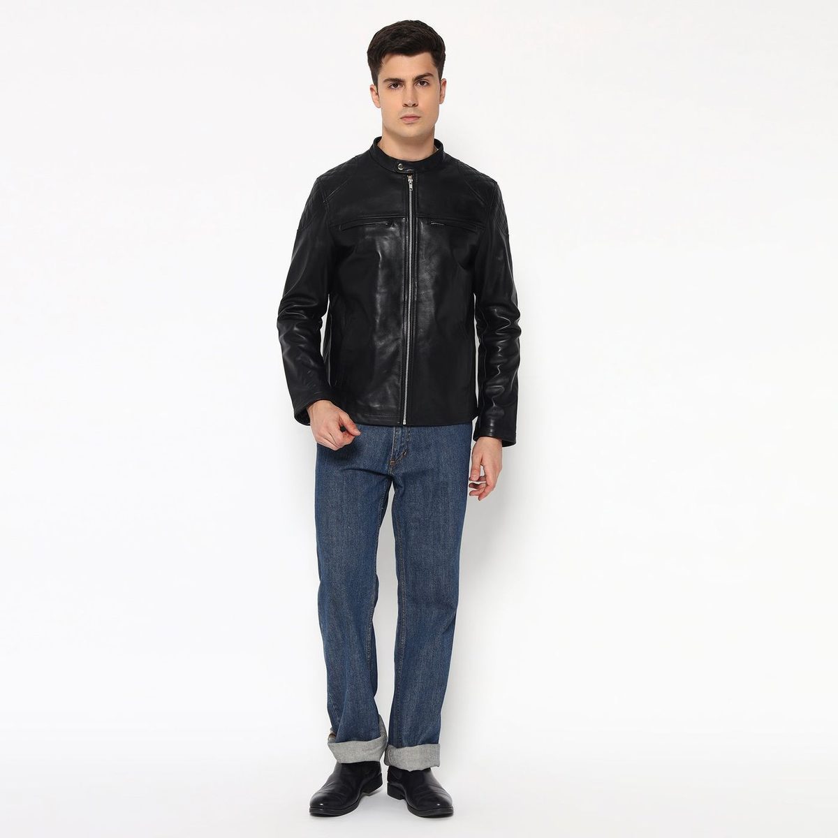 Signature Black Men's Leather Jacket thumbnail 6