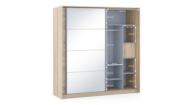 Sonoma Oak 2-Door Sliding Wardrobe with Mirror thumbnail 4