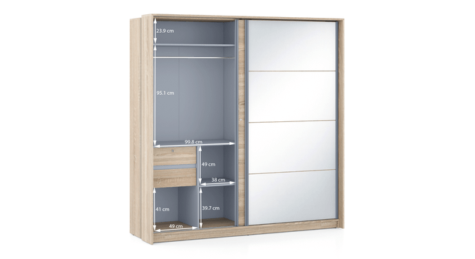 Sonoma Oak 2-Door Sliding Wardrobe with Mirror thumbnail 6