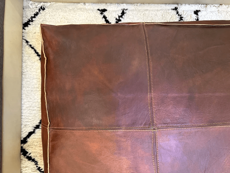 Square Leather Moroccan Pouffe thumbnail 2