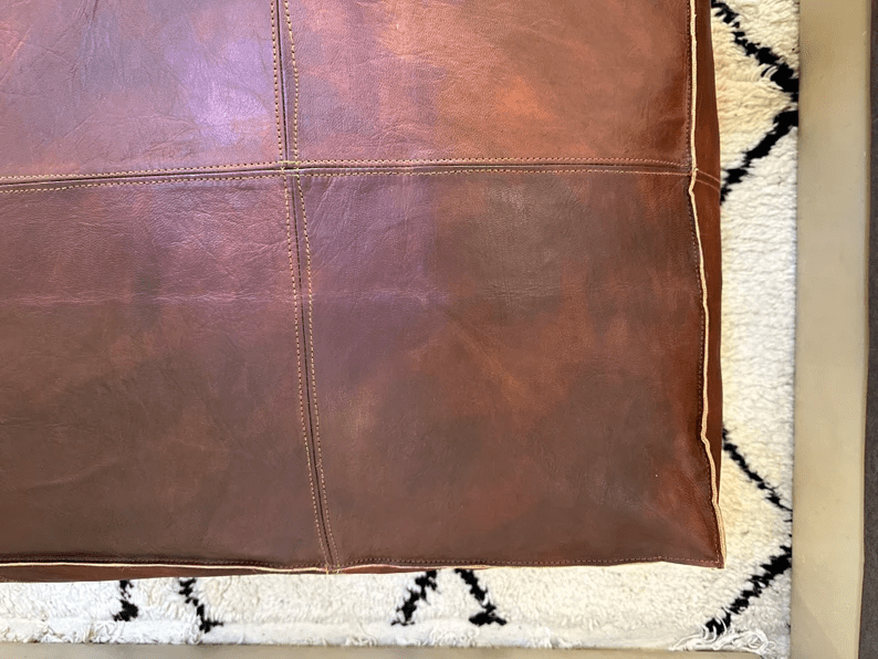 Square Leather Moroccan Pouffe thumbnail 5