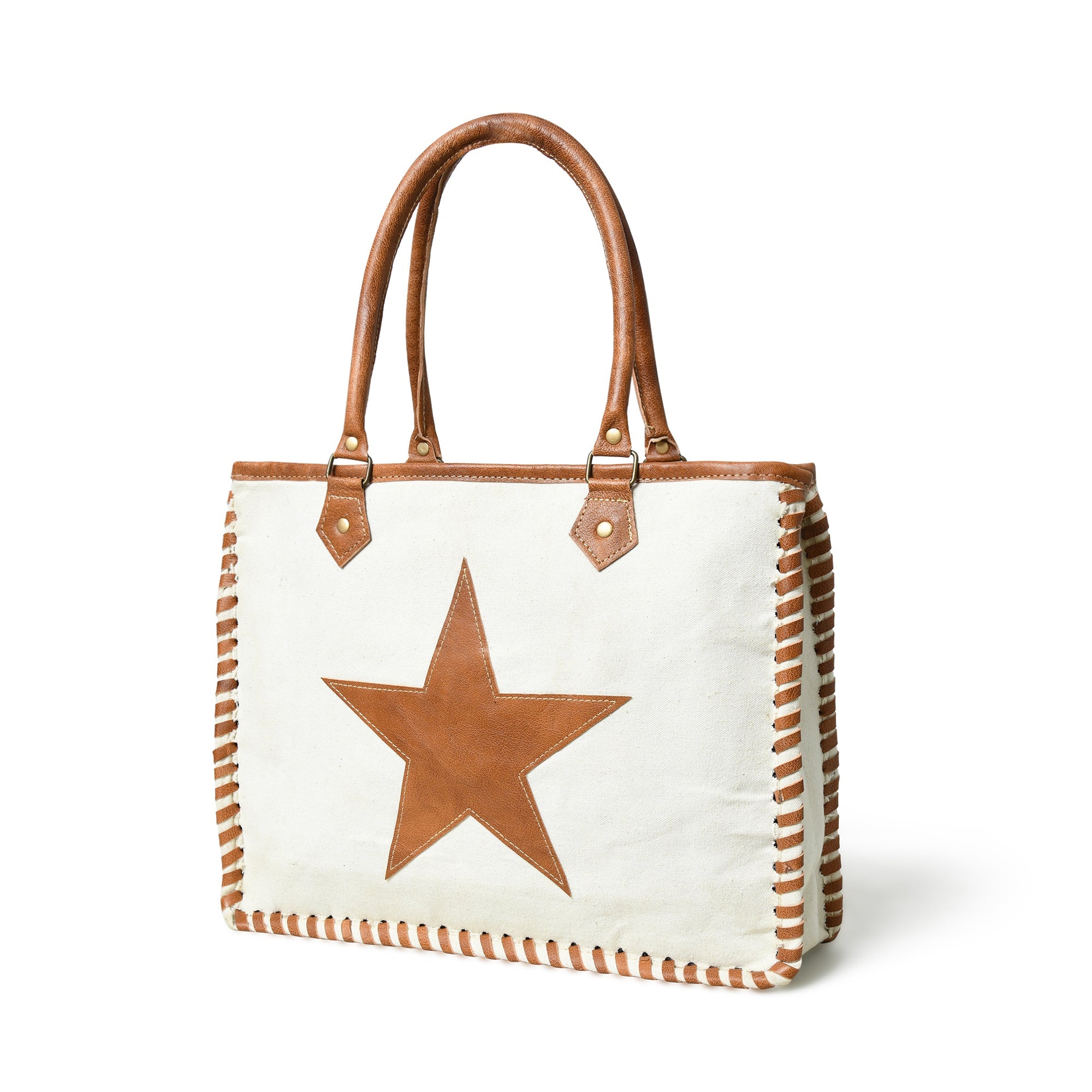 Star Upcycled Canvas Shoulder Tote thumbnail 2