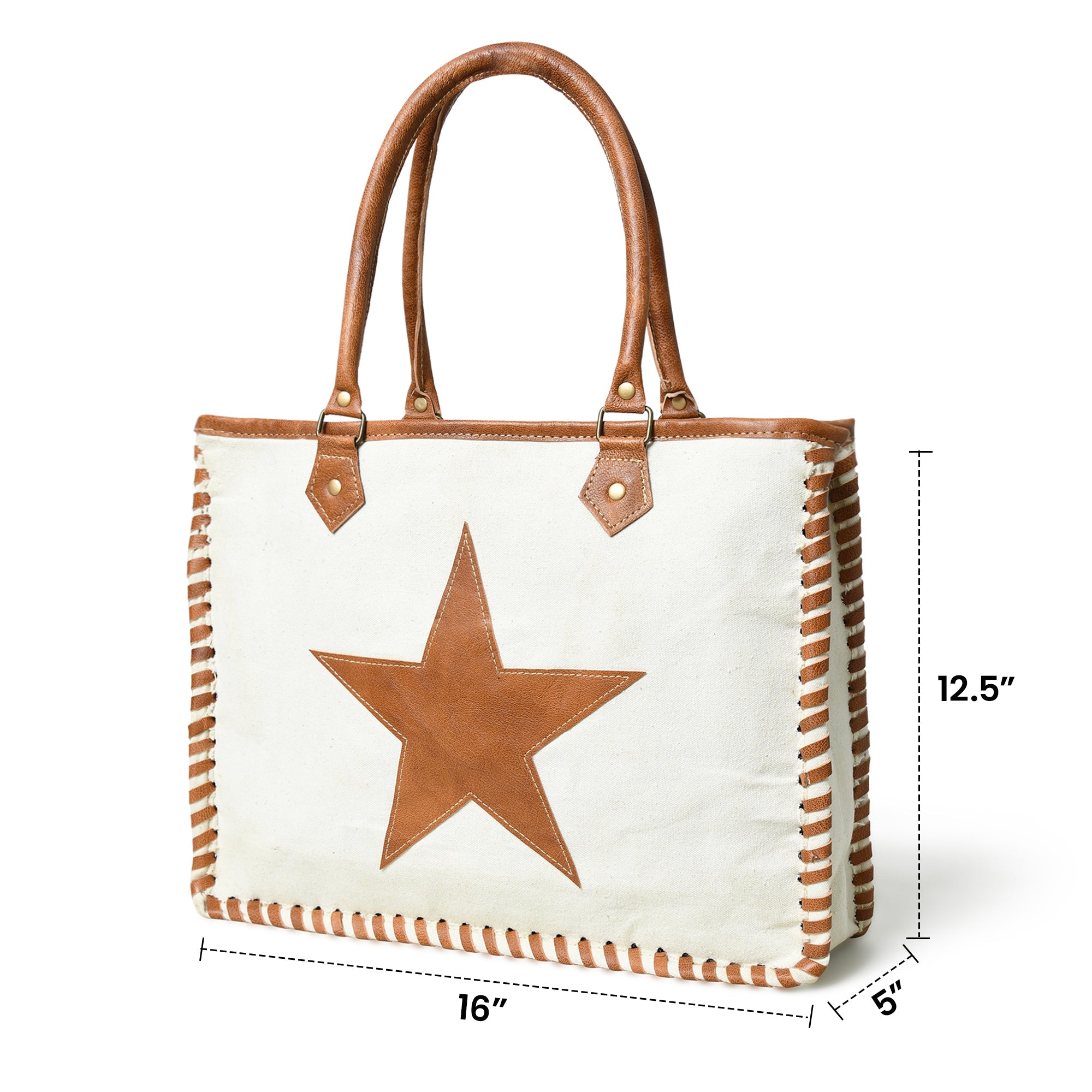 Star Upcycled Canvas Shoulder Tote thumbnail 7