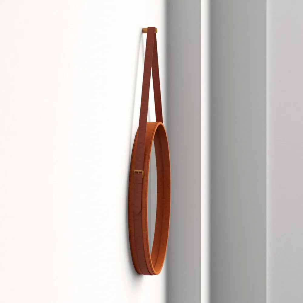 Tan Leather Hanging Mirror thumbnail 3