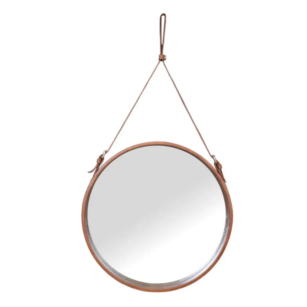Tan Leather Hanging Mirror thumbnail 6