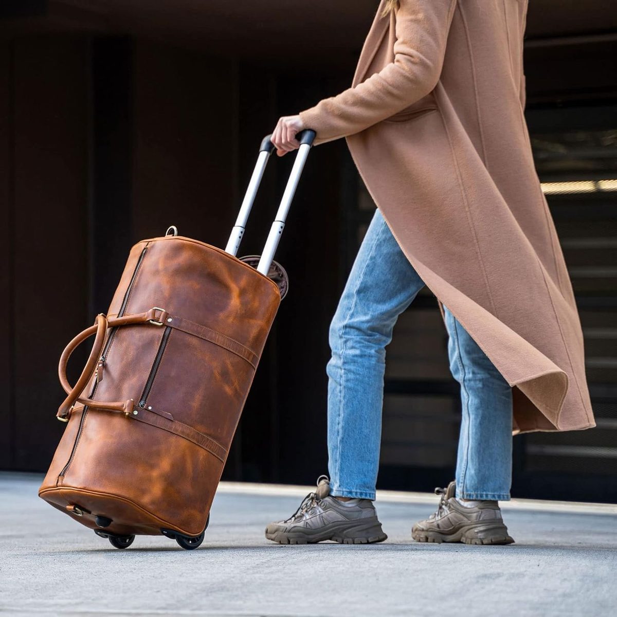 Tan Leather Trolley Bag 44L thumbnail 2