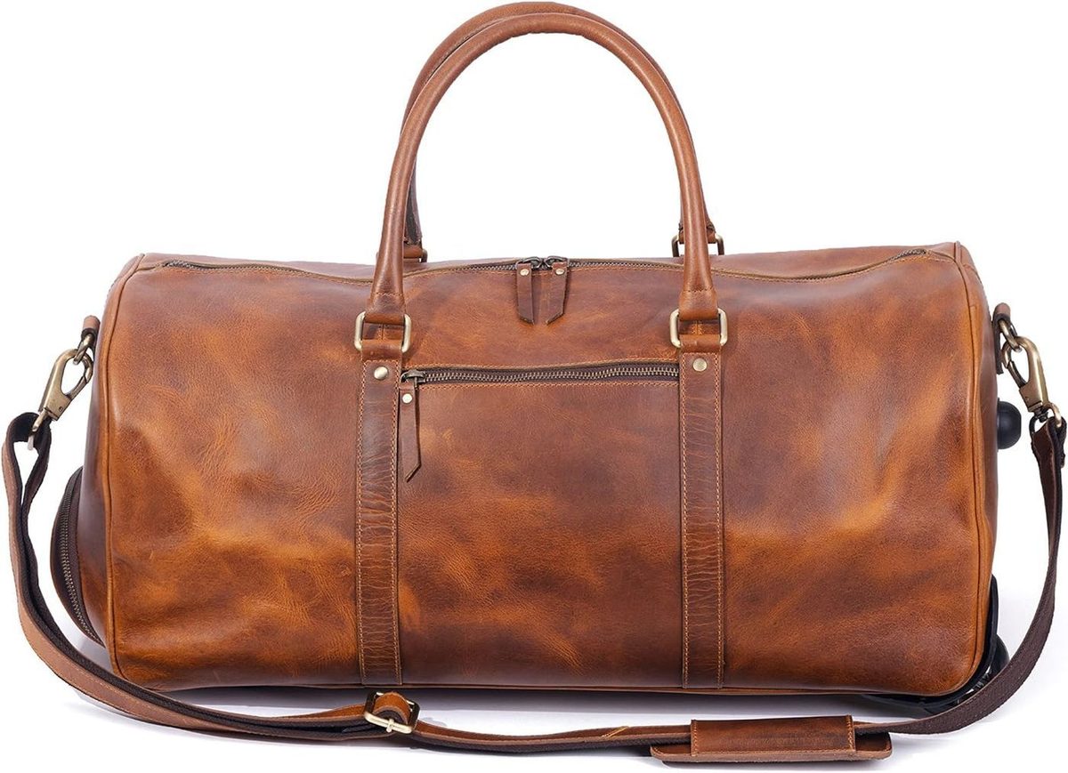 Tan Leather Trolley Bag 44L thumbnail 3