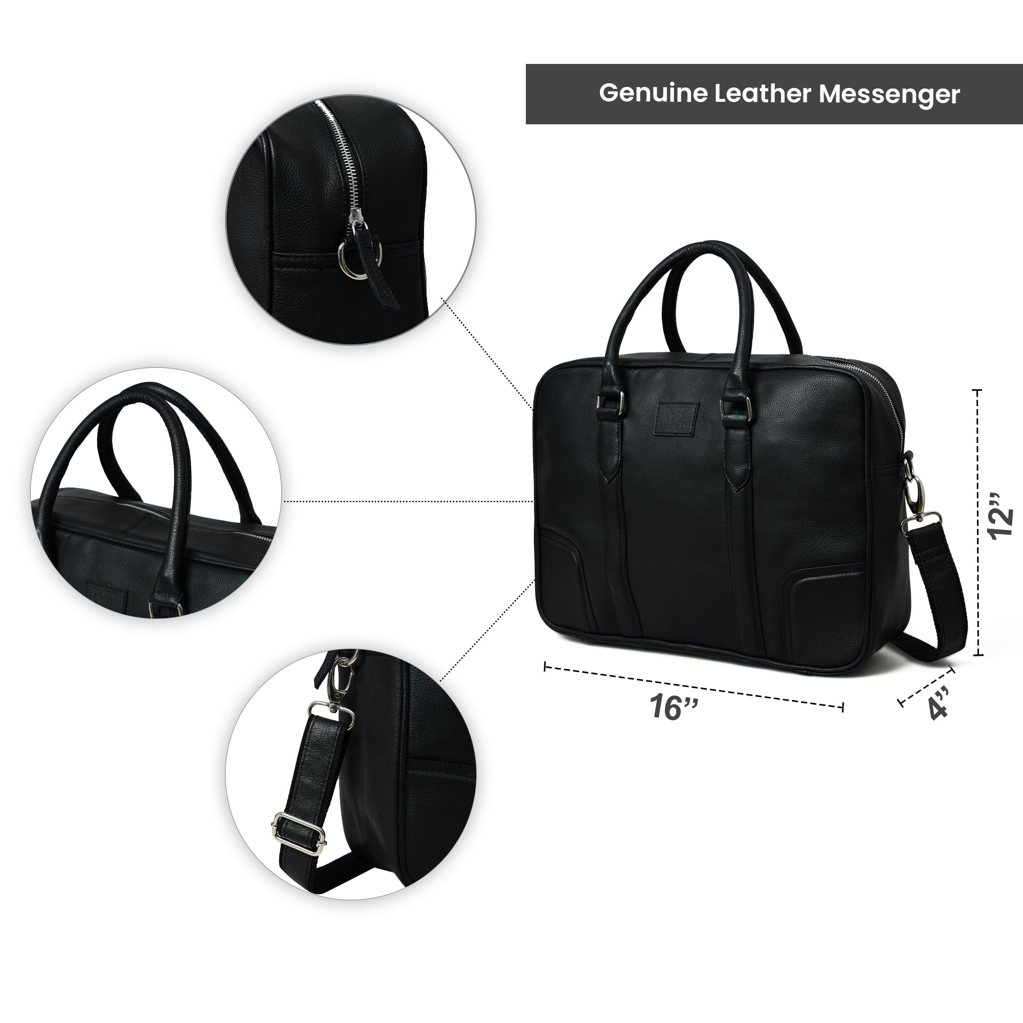Texas Black Leather Briefcase thumbnail 11