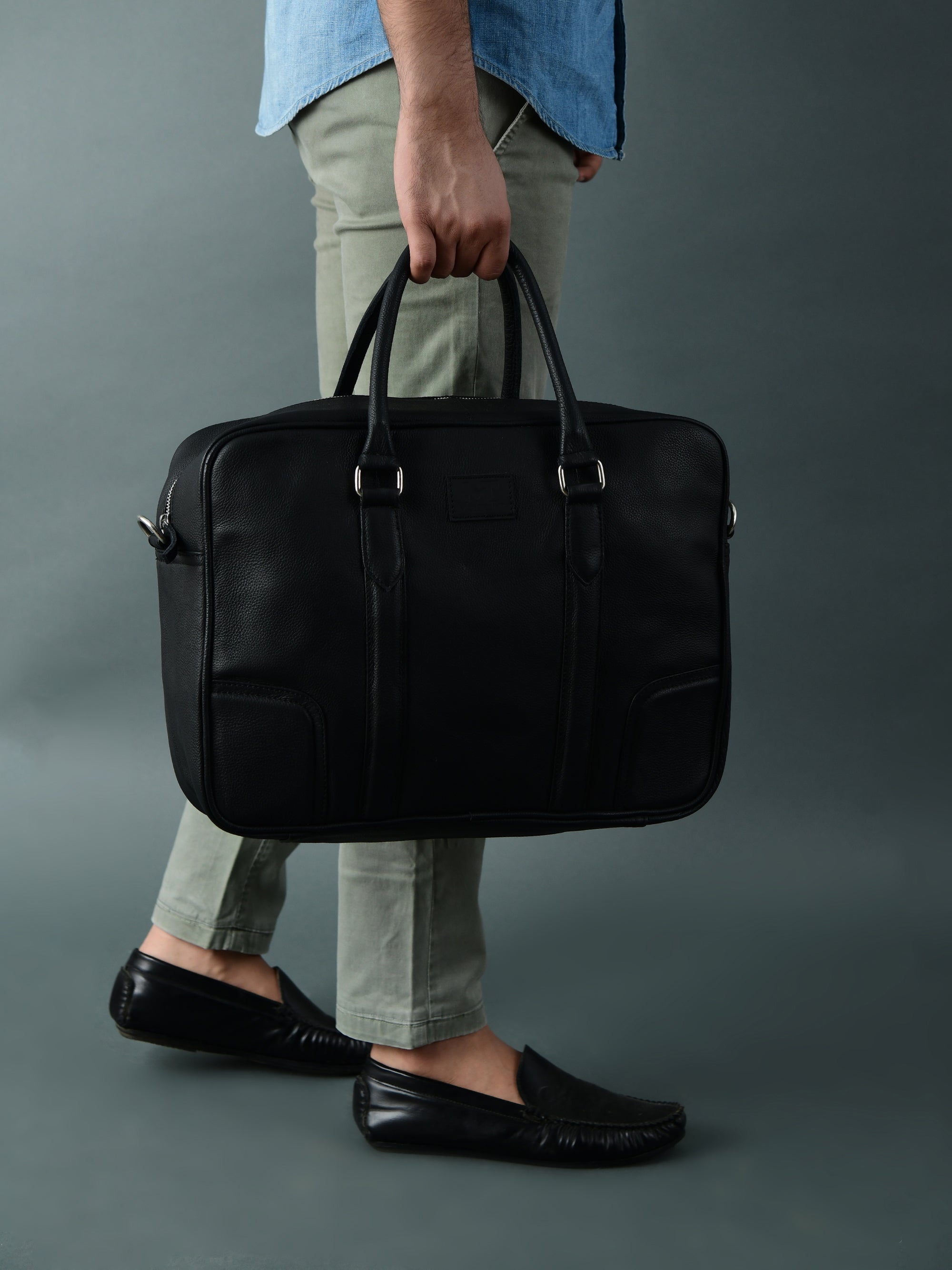 Texas Black Leather Briefcase thumbnail 4