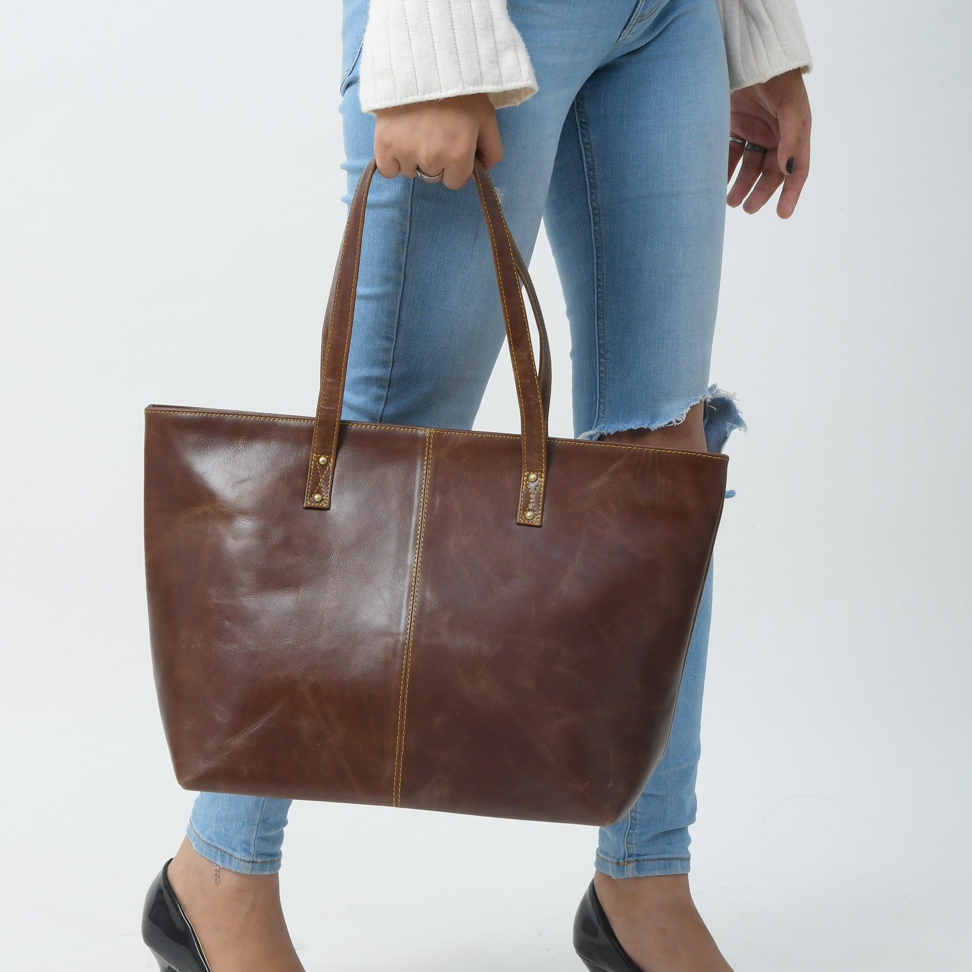 The Kim Tote Bag - Dark Brown