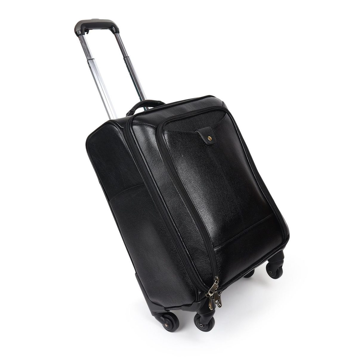 Timeless Black Leather Trolley Suitcase thumbnail 2