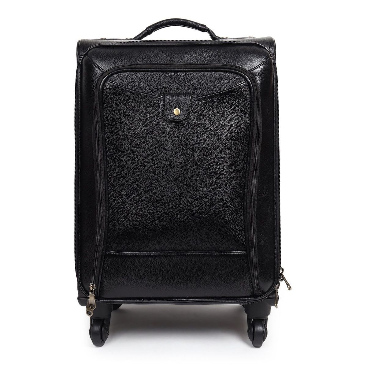 Timeless Black Leather Trolley Suitcase thumbnail 3